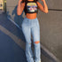 High-rise Flared Ripped Street Casual Jeans - ROUTINE FASHION